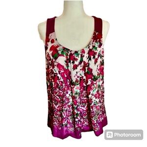 Allen B. By Allen Schwartz Purple Floral Tank Top Size M